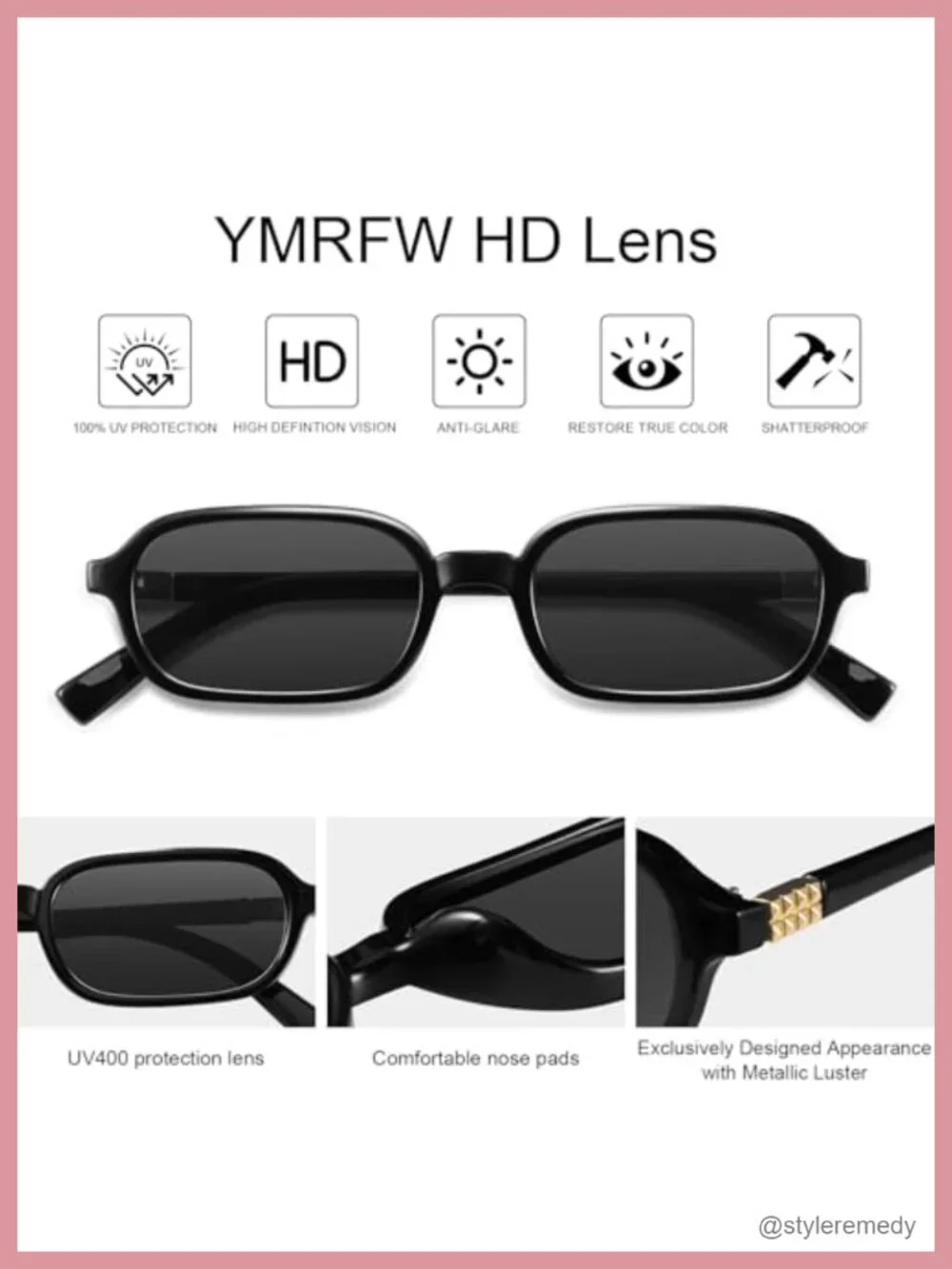 Retro Rectangular Sunglasses for Women Narrow Trendy Small 90s Style UV